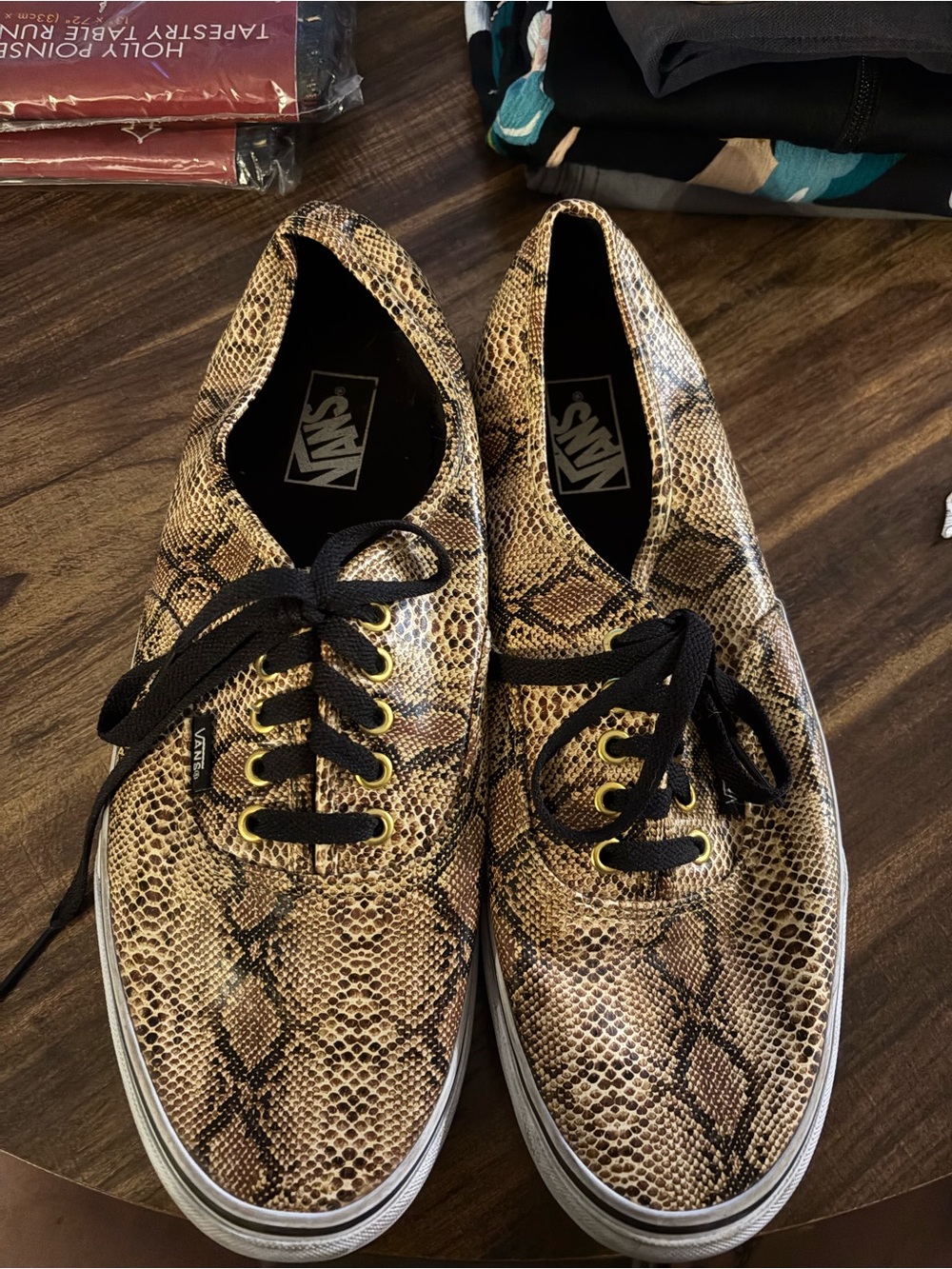 Vans Men's Snake-Print Sneakers in Brown and Black